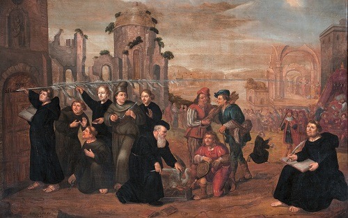 The dream of  Frederick the Wise, Elector of Saxony
*oil on panel
*90 x 122 cm 
*IB Muyckens. An / 1643